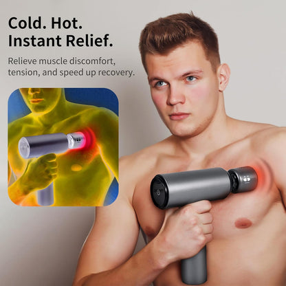 Massage Gun with Heat and Cold,  6 Speeds Muscle Massage Gun Deep Tissue with Case, Powerful Percussion Massager Gun for Home Gym Office Muscle Pain Relief, Type-C Charging